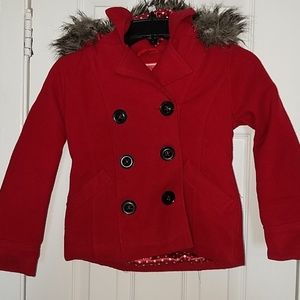 Little girls red Peacoat